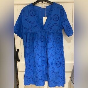 Royal Blue 100% Cotton Eyelet Lace Sundress SzM
